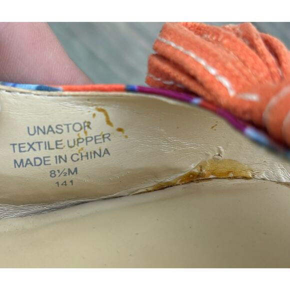 Unisa women’s Unastor floral blue/orange wedge platform heels shoes (size 8.5) - Picture 6 of 7